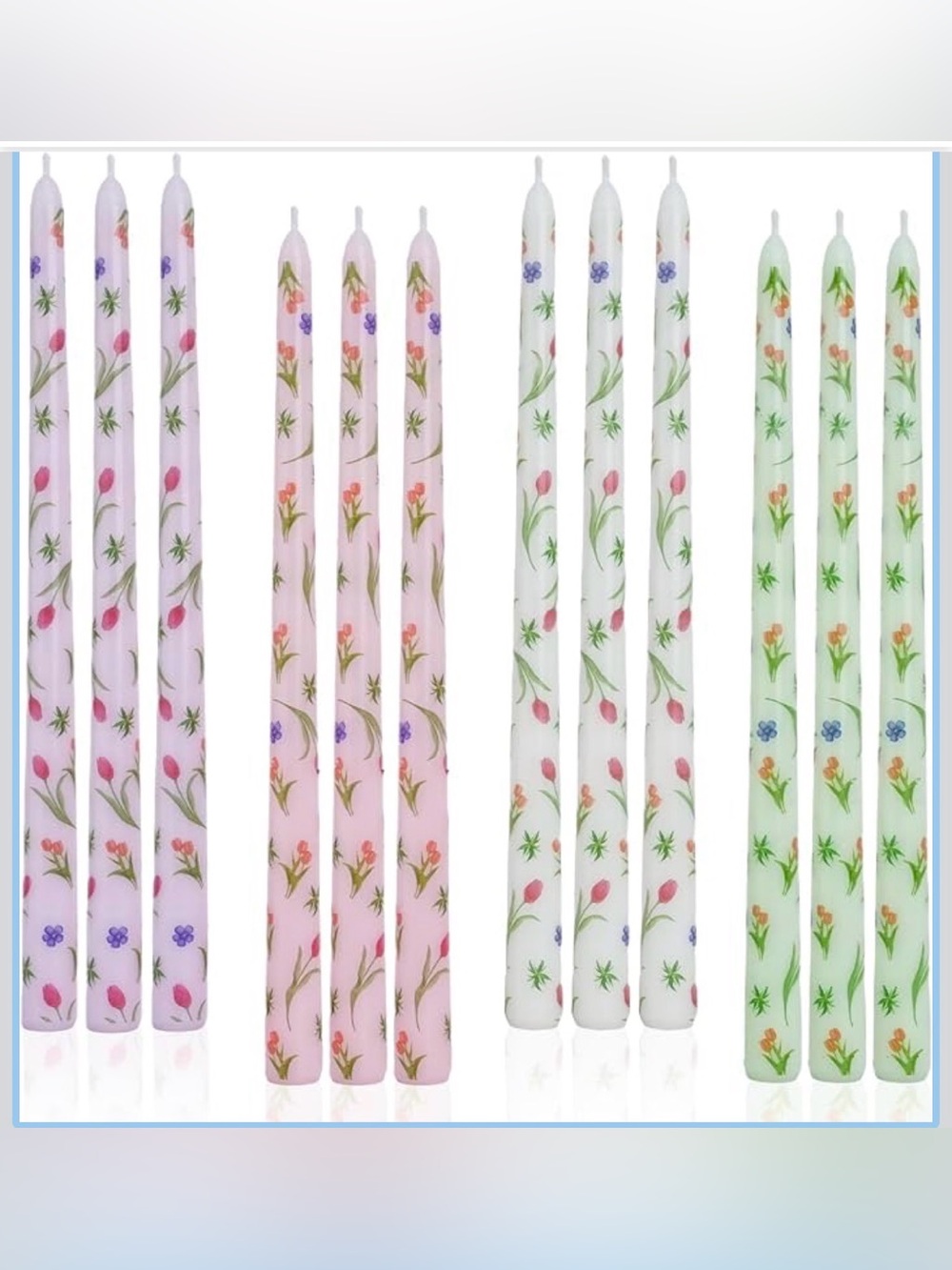 Floral Taper Candles Pink Tall Taper Candles Tulip Print 12 inch